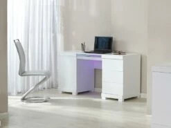 Bureau PLUTON - MDF Laqué Blanc - LEDs - 1 Porte & 3 Tiroirs 29 Bureau PLUTON - MDF Laqué Blanc - LEDs - 1 Porte & 3 Tiroirs -DECO Ventes bureau 241859