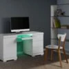 Bureau PLUTON - MDF Laqué Blanc - LEDs - 1 Porte & 3 Tiroirs 2 Bureau PLUTON - MDF Laqué Blanc - LEDs - 1 Porte & 3 Tiroirs -DECO Ventes bureau 242185