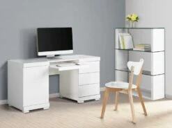 Bureau PLUTON - MDF Laqué Blanc - LEDs - 1 Porte & 3 Tiroirs 28 Bureau PLUTON - MDF Laqué Blanc - LEDs - 1 Porte & 3 Tiroirs -DECO Ventes bureau 242187