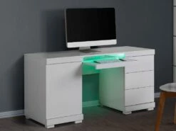 Bureau PLUTON - MDF Laqué Blanc - LEDs - 1 Porte & 3 Tiroirs 27 Bureau PLUTON - MDF Laqué Blanc - LEDs - 1 Porte & 3 Tiroirs -DECO Ventes bureau 242189
