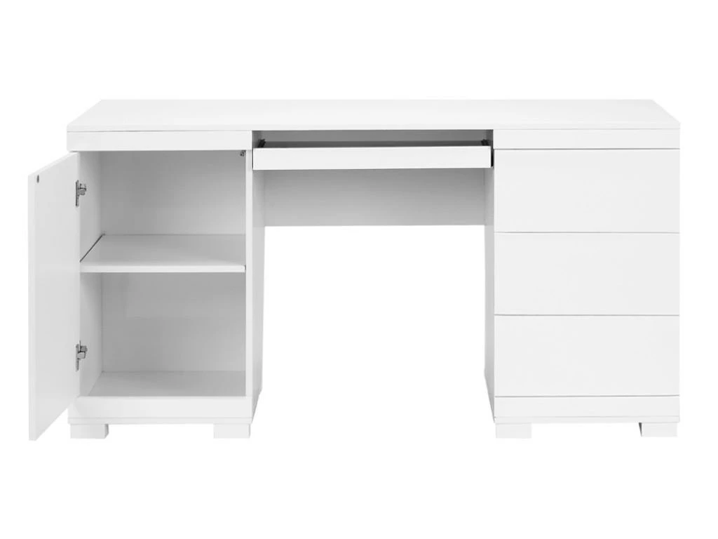 Bureau PLUTON - MDF Laqué Blanc - LEDs - 1 Porte & 3 Tiroirs 12 Bureau PLUTON - MDF Laqué Blanc - LEDs - 1 Porte & 3 Tiroirs – Image 10