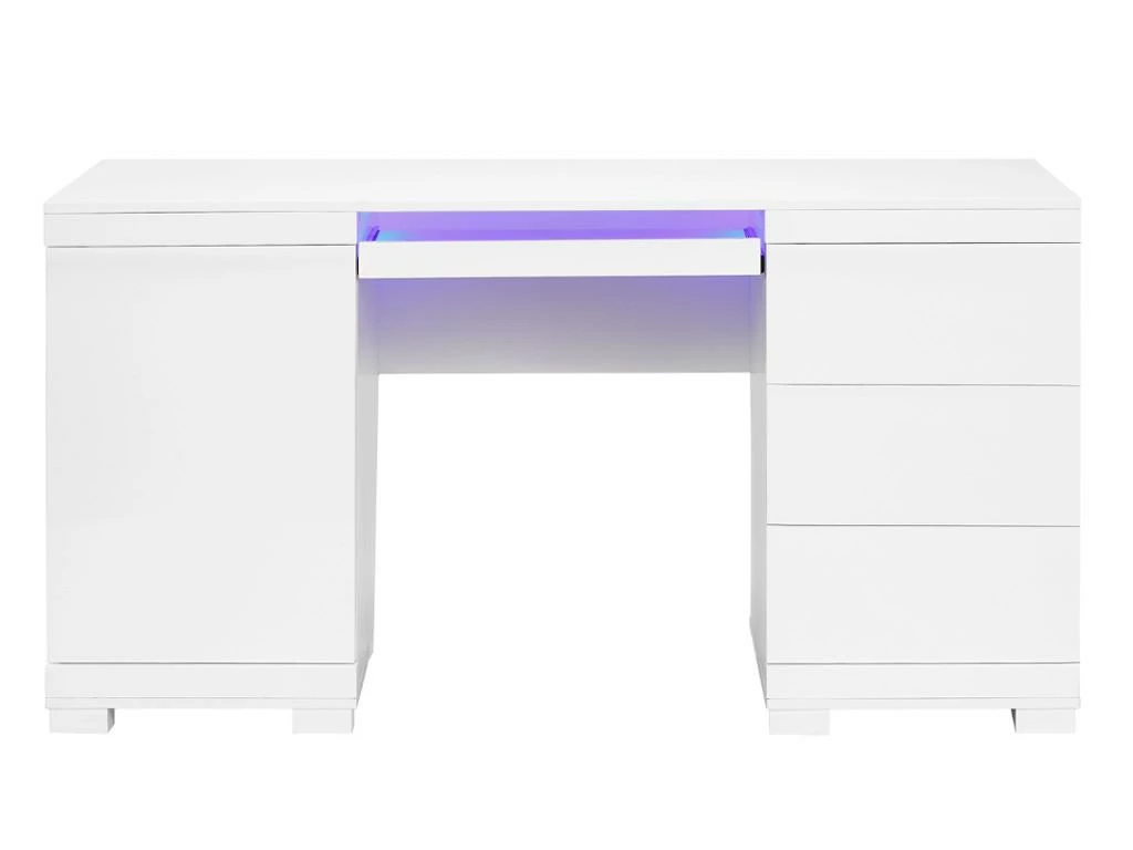 Bureau PLUTON - MDF Laqué Blanc - LEDs - 1 Porte & 3 Tiroirs 10 Bureau PLUTON - MDF Laqué Blanc - LEDs - 1 Porte & 3 Tiroirs – Image 8