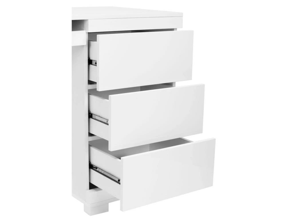 Bureau PLUTON - MDF Laqué Blanc - LEDs - 1 Porte & 3 Tiroirs 5 Bureau PLUTON - MDF Laqué Blanc - LEDs - 1 Porte & 3 Tiroirs – Image 3