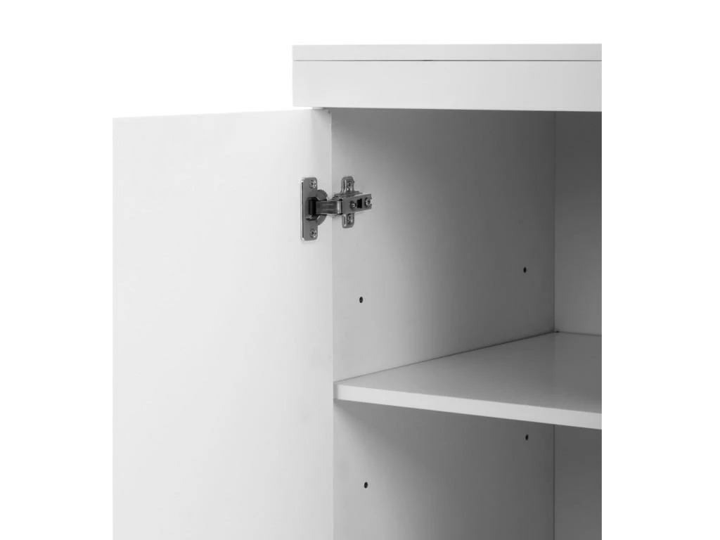 Bureau PLUTON - MDF Laqué Blanc - LEDs - 1 Porte & 3 Tiroirs 4 Bureau PLUTON - MDF Laqué Blanc - LEDs - 1 Porte & 3 Tiroirs – Image 2