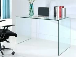 Bureau ELSTRON - Verre Courbé - Transparent