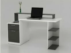 Bureau Avec Rangements ZACHARIE - Blanc Et Gris -DECO Ventes bureau 256319 1
