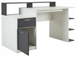 Bureau Avec Rangements ZACHARIE - Blanc Et Gris -DECO Ventes bureau 267783