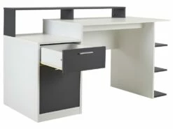 Bureau Avec Rangements ZACHARIE - Blanc Et Gris -DECO Ventes bureau 267785