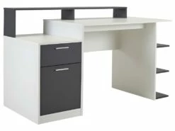Bureau Avec Rangements ZACHARIE - Blanc Et Gris -DECO Ventes bureau 267789