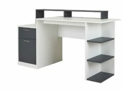 Bureau Avec Rangements ZACHARIE - Blanc Et Gris -DECO Ventes bureau 267791