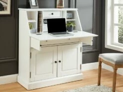 Secrétaire En Pin Et MDF - Coloris : Blanc - CLEORE -DECO Ventes bureau 292475