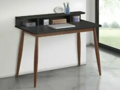 Bureau AARON - Hévéa - Coloris : Noyer & Noir