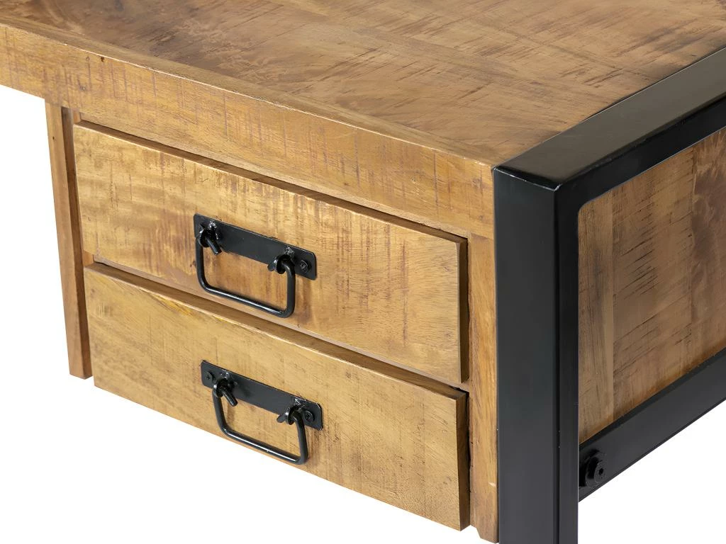 Bureau HARLEM - 4 Tiroirs - Bois De Manguier & Métal 6 Bureau HARLEM - 4 Tiroirs - Bois De Manguier & Métal – Image 4