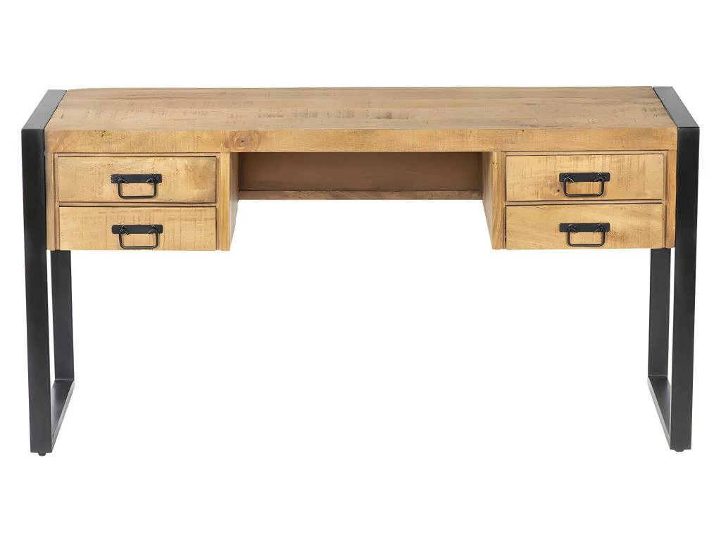 Bureau HARLEM - 4 Tiroirs - Bois De Manguier & Métal 4 Bureau HARLEM - 4 Tiroirs - Bois De Manguier & Métal – Image 2