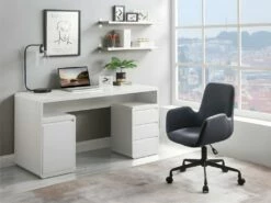 Bureau Avec Rangements SERGUEI - MDF Laqué Blanc -DECO Ventes bureau 343243