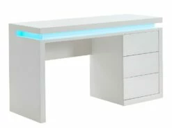 Bureau EMERSON - 3 Tiroirs - MDF Laqué Blanc - LEDs -DECO Ventes bureau 380469