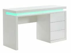 Bureau EMERSON - 3 Tiroirs - MDF Laqué Blanc - LEDs -DECO Ventes bureau 380471