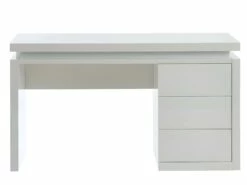 Bureau EMERSON - 3 Tiroirs - MDF Laqué Blanc - LEDs -DECO Ventes bureau 380477