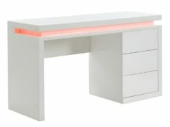 Bureau EMERSON - 3 Tiroirs - MDF Laqué Blanc - LEDs -DECO Ventes bureau 380485