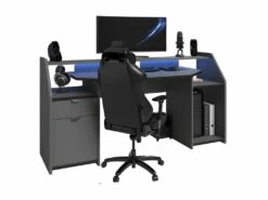 Bureau Gamer MOBA - Avec Rangements - LEDs - Gris -DECO Ventes bureau 392505