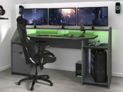 Bureau Gamer MOBA - Avec Rangements - LEDs - Gris -DECO Ventes bureau 392513