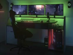 Bureau Gamer MOBA - Avec Rangements - LEDs - Gris -DECO Ventes bureau 392517