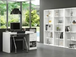 Bureau Extensible 2 Tiroirs Et 1 Niche - Coloris : Blanc - EVAN 7 Bureau Extensible 2 Tiroirs Et 1 Niche - Coloris : Blanc - EVAN -DECO Ventes bureau 392595