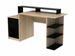 Bureau Avec Rangements ZACHARIE - Coloris : Chêne Et Noir -DECO Ventes bureau 402593