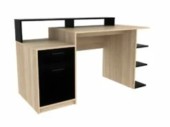 Bureau Avec Rangements ZACHARIE - Coloris : Chêne Et Noir -DECO Ventes bureau 402595