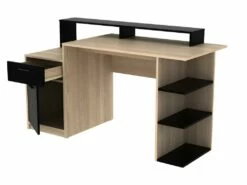 Bureau Avec Rangements ZACHARIE - Coloris : Chêne Et Noir -DECO Ventes bureau 402597
