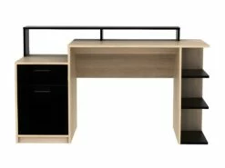 Bureau Avec Rangements ZACHARIE - Coloris : Chêne Et Noir -DECO Ventes bureau 402599