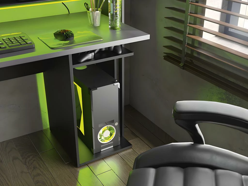 Bureau Gamer STANDA - Avec Rangements Et LEDs - Noir 7 Bureau Gamer STANDA - Avec Rangements Et LEDs - Noir – Image 5