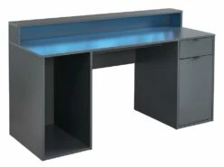Bureau Gamer RYDER - Avec Rangements Et LEDs - MDF - Gris -DECO Ventes bureau 432115