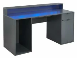 Bureau Gamer RYDER - Avec Rangements Et LEDs - MDF - Gris -DECO Ventes bureau 432117