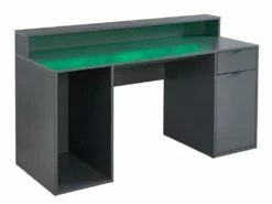 Bureau Gamer RYDER - Avec Rangements Et LEDs - MDF - Gris -DECO Ventes bureau 432119