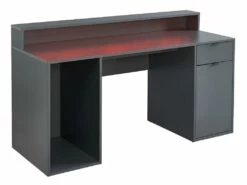 Bureau Gamer RYDER - Avec Rangements Et LEDs - MDF - Gris -DECO Ventes bureau 432123