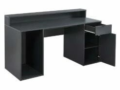 Bureau Gamer RYDER - Avec Rangements Et LEDs - MDF - Gris -DECO Ventes bureau 432125