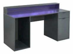 Bureau Gamer RYDER - Avec Rangements Et LEDs - MDF - Gris -DECO Ventes bureau 432129