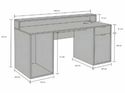 Bureau Gamer RYDER - Avec Rangements Et LEDs - MDF - Gris -DECO Ventes bureau 434943