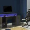 Bureau Gamer RYDER - Avec Rangements Et LEDs - MDF - Gris -DECO Ventes bureau 434945