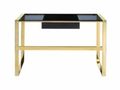 Bureau Avec 1 Tiroir - Verre Trempé Et Acier - Noir Et Doré - SALI De Pascal Morabito -DECO Ventes bureau 437407