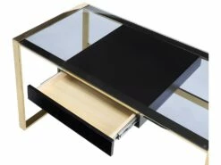 Bureau Avec 1 Tiroir - Verre Trempé Et Acier - Noir Et Doré - SALI De Pascal Morabito -DECO Ventes bureau 437413