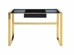 Bureau Avec 1 Tiroir - Verre Trempé Et Acier - Noir Et Doré - SALI De Pascal Morabito -DECO Ventes bureau 437415