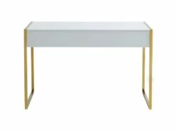 Bureau Avec 2 Tiroirs - MDF Laqué Et Métal - Blanc Et Doré - MASON De Pascal Morabito -DECO Ventes bureau 446197