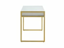 Bureau Avec 2 Tiroirs - MDF Laqué Et Métal - Blanc Et Doré - MASON De Pascal Morabito -DECO Ventes bureau 446199
