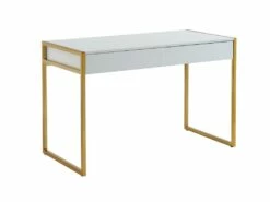 Bureau Avec 2 Tiroirs - MDF Laqué Et Métal - Blanc Et Doré - MASON De Pascal Morabito -DECO Ventes bureau 446201
