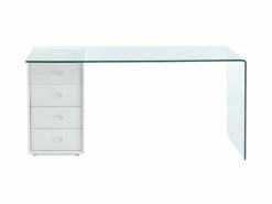 Bureau MURIEL Avec Rangements - 4 Tiroirs - Verre Trempé & MDF -DECO Ventes bureau 446845