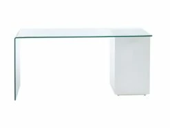 Bureau MURIEL Avec Rangements - 4 Tiroirs - Verre Trempé & MDF -DECO Ventes bureau 446847