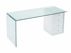 Bureau MURIEL Avec Rangements - 4 Tiroirs - Verre Trempé & MDF -DECO Ventes bureau 446853