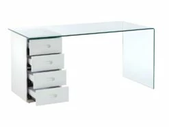 Bureau MURIEL Avec Rangements - 4 Tiroirs - Verre Trempé & MDF -DECO Ventes bureau 446857